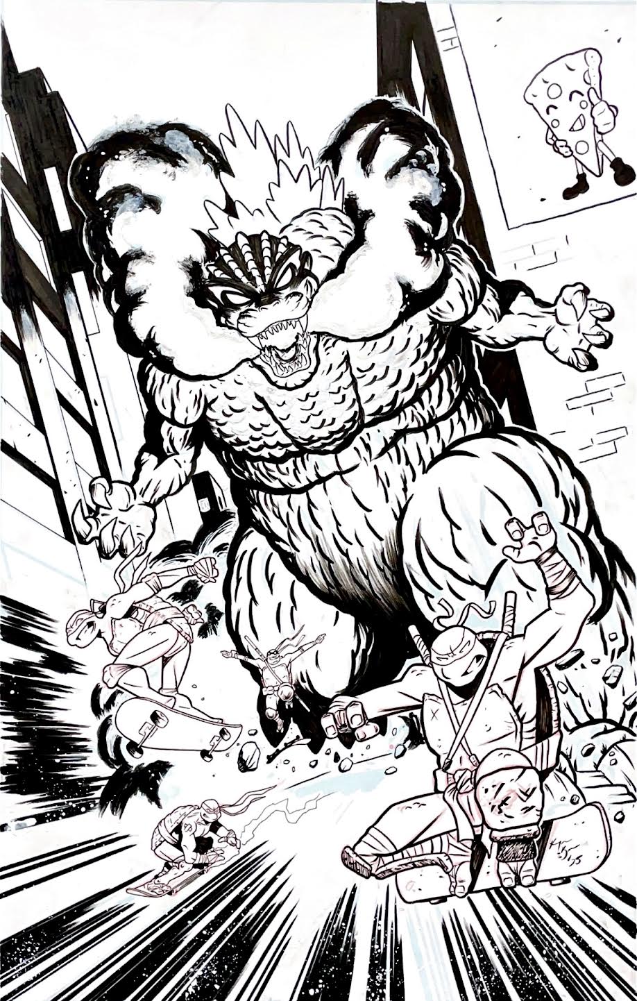 Raymar Brunson - Teenage Mutant Ninja Turtles x Godzilla Cover RE #3 .
