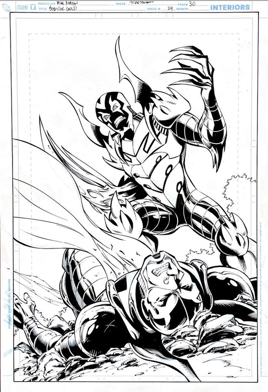 Mike Norton- Booster Gold /Green Arrow & Black Canary / Issue 24 Page 30. Pencils by Mike Norton, inks by Norm Rapmund