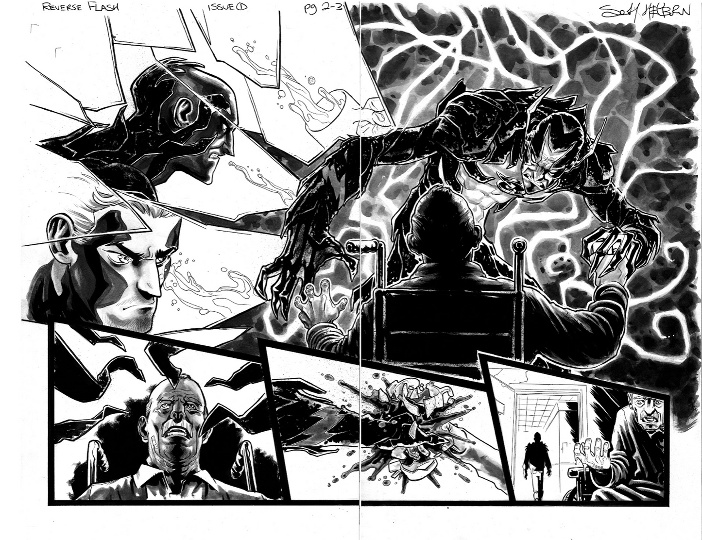 Scott Hepburn -  Reverse Flash Issue #1  Double page spread # -2-3